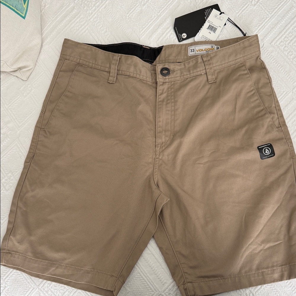 Volcom Men's Khaki Flat Front Shorts